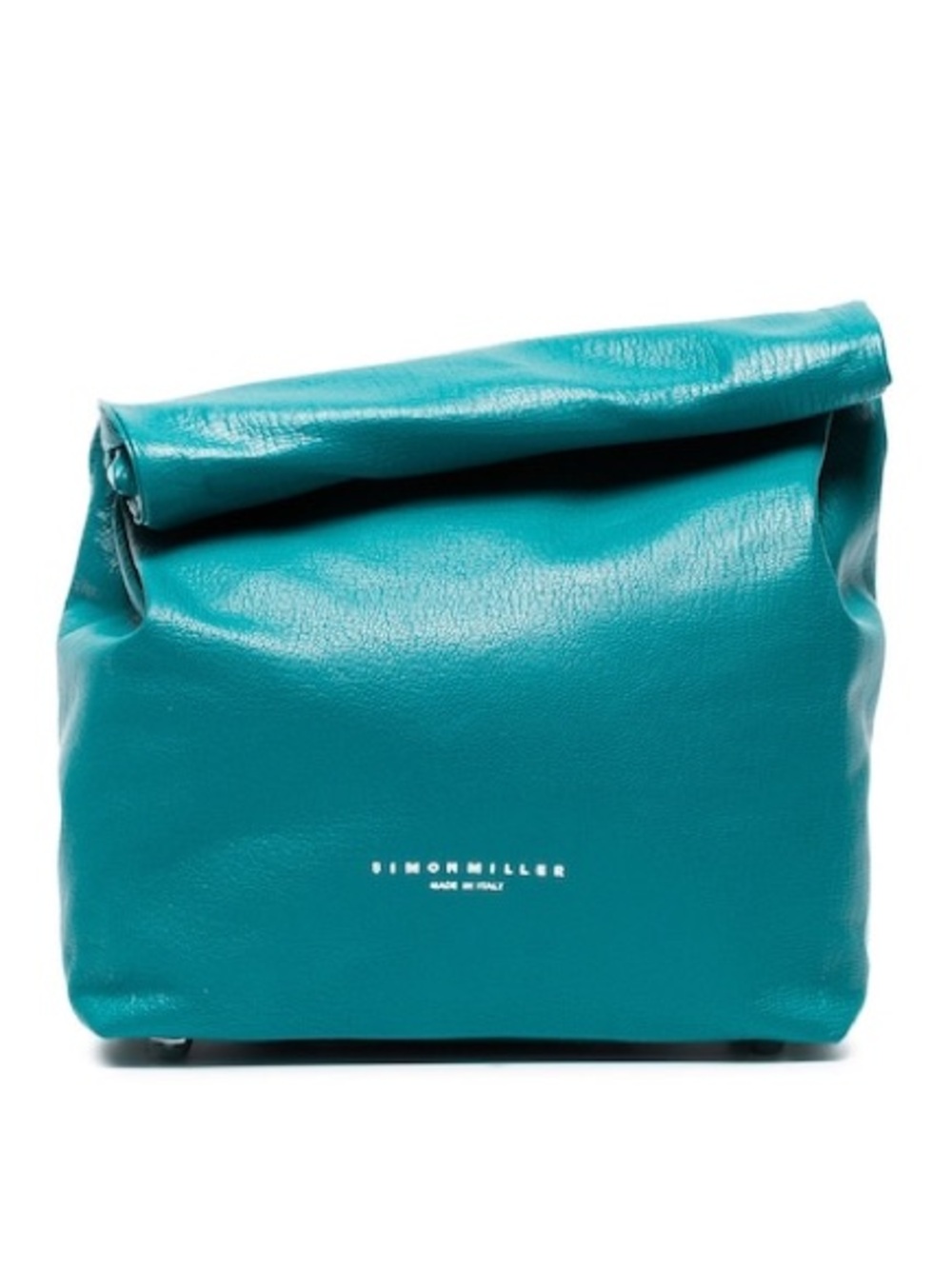 Simon Miller Lunchbox Clutch Teal Pebbled Leather Tote